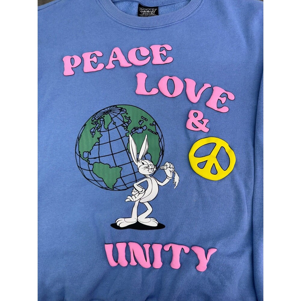 Looney Tunes Peace Love Unity Bugs Bunny Adult Sweatshirt Size S (34-36) - Picture 3 of 4